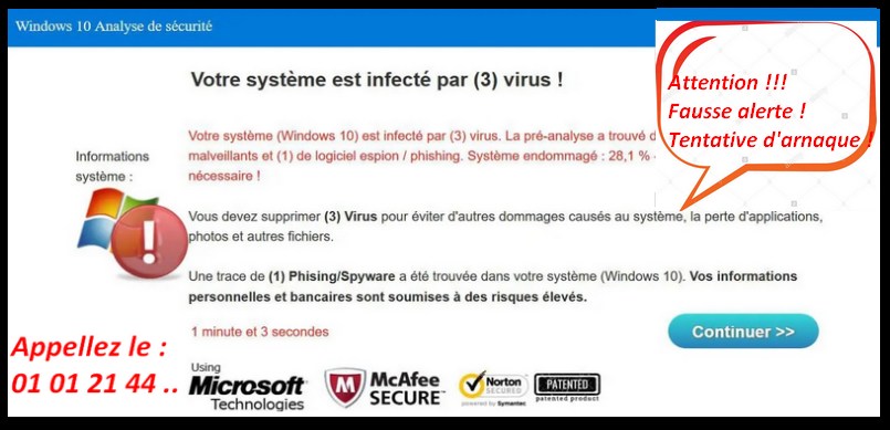 virus fausse alerte - Dépannage informatique82 Montauban